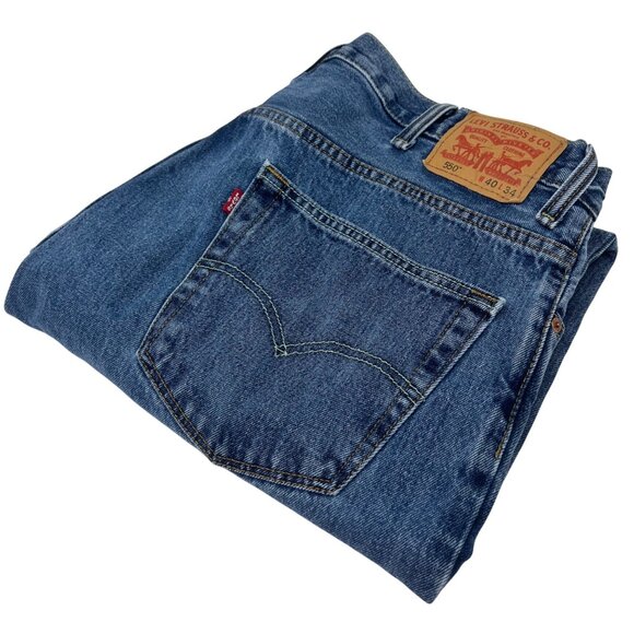 Levis 550 Relaxed Fit Mens Jeans W40 L34 Medium Wash Denim Vintage Quality - Picture 1 of 5